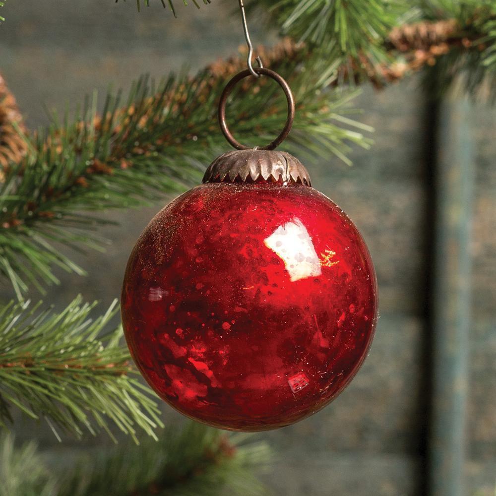 Red Mercury Glass Ball Ornament