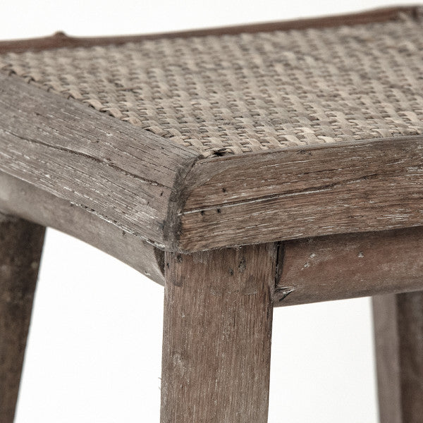 Rustic Rattan Stool