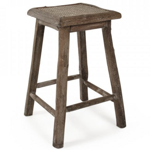 Rustic Rattan Stool