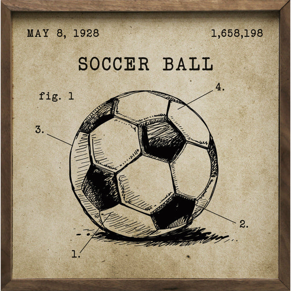 Soccer Ball Patent Wood Framed Print