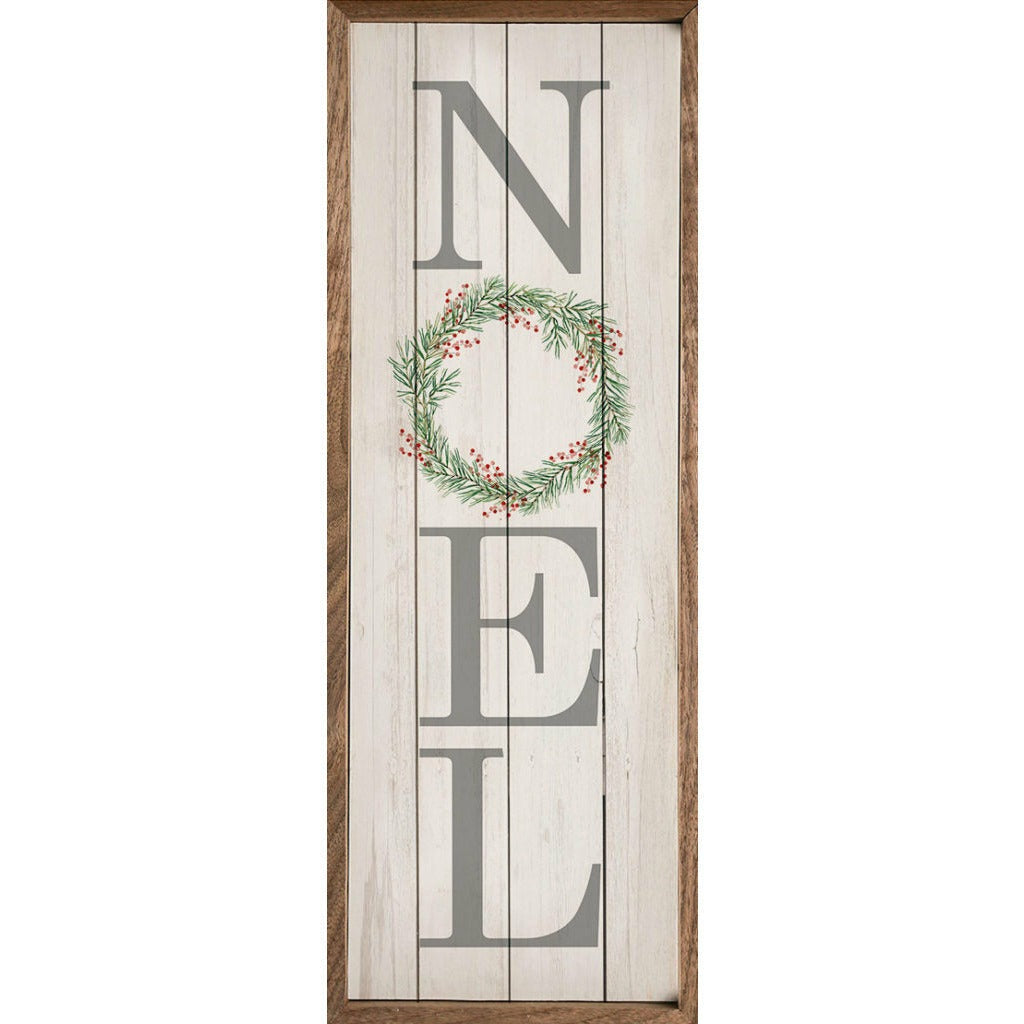 Thin Rustic Noel Wood Framed Print