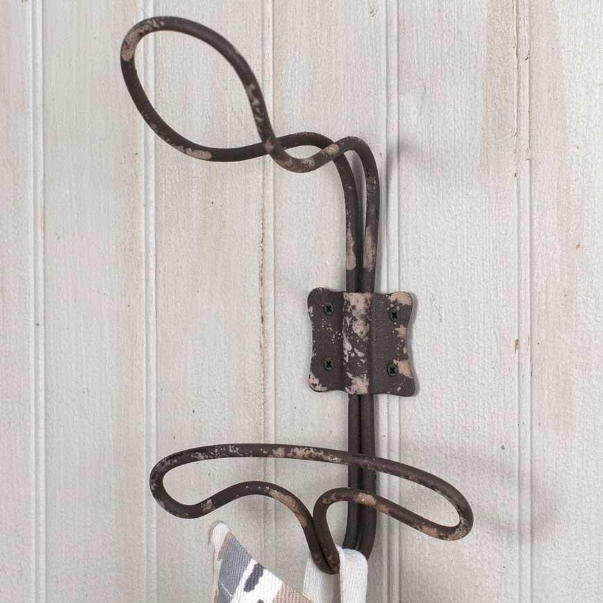 Vintage Gray Metal Wire Coat Hook or Hat Double Hook Screw In Wood  Farmhouse Country Hardware Crafting 1930s to 1950s