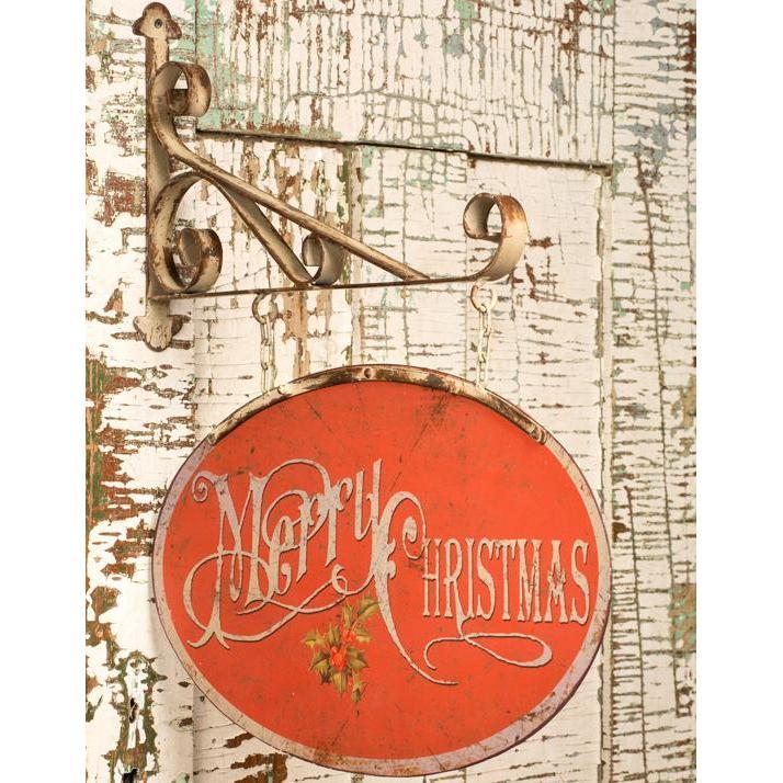 Vintage Style Merry Christmas Hanging Metal Sign