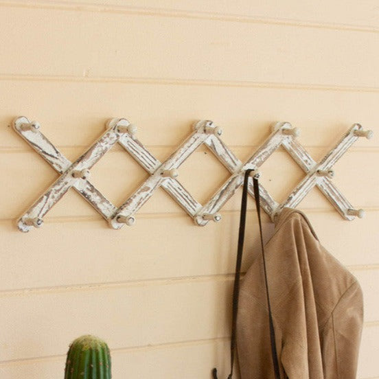 Farmhouse Accordion Laundry Towel Rack with Hooks