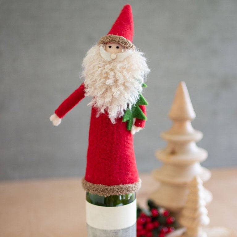 Wool Felt Santa Bottle Topper